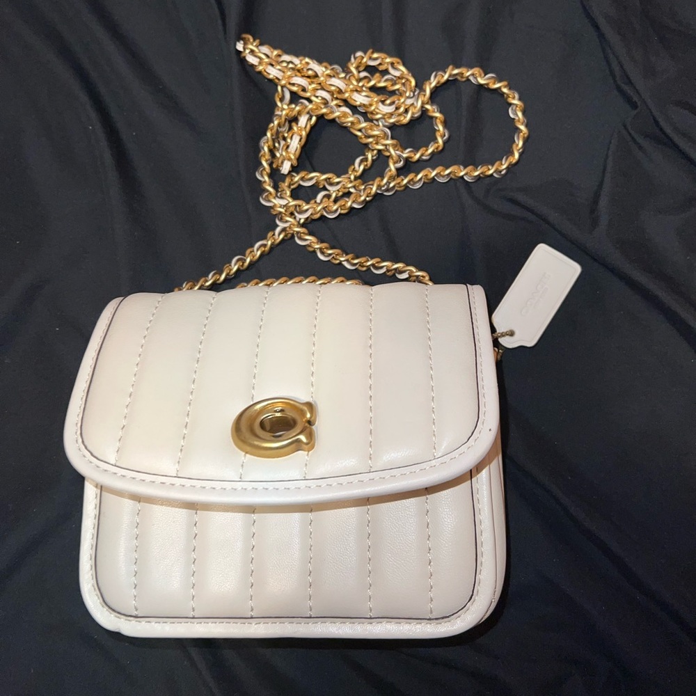 Coach white mini chain purse